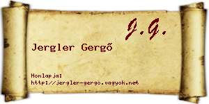 Jergler Gergő névjegykártya